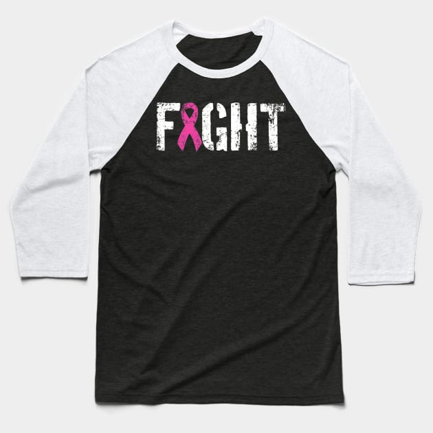 Fight Breast Cancer Military Style Awareness Ribbon Baseball T-Shirt by eldridgejacqueline